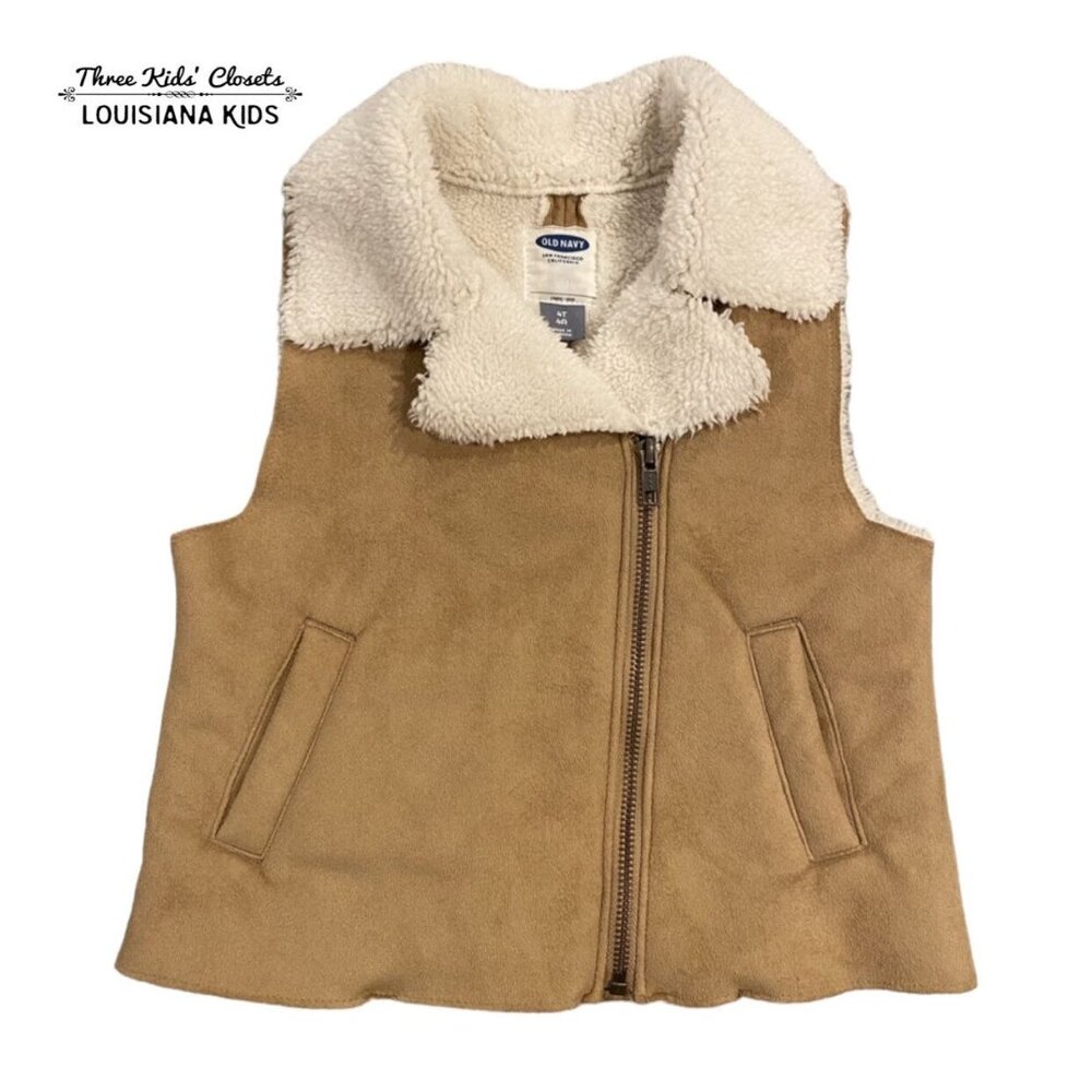 Old Navy 3T Brown Shearling Zipper Vest